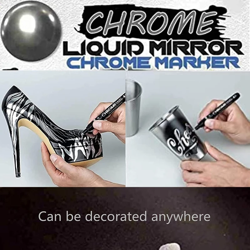 Haile Liquid Mirror Marker Silver Markers Pen DIY Reflective Paint Pens Mirror Markers Chrome Finish Metallic Art Craftwork Pen