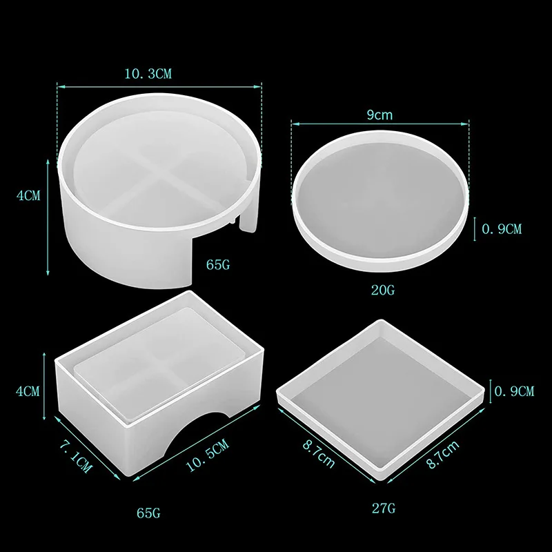 Runde und quadratische Untersetzer-Silikonform für DIY handgemachte Kaffeeuntersetzer, Basteltabletts, Epoxidharz-Weinglas-Untersetzer und Gießformen – Detail 2