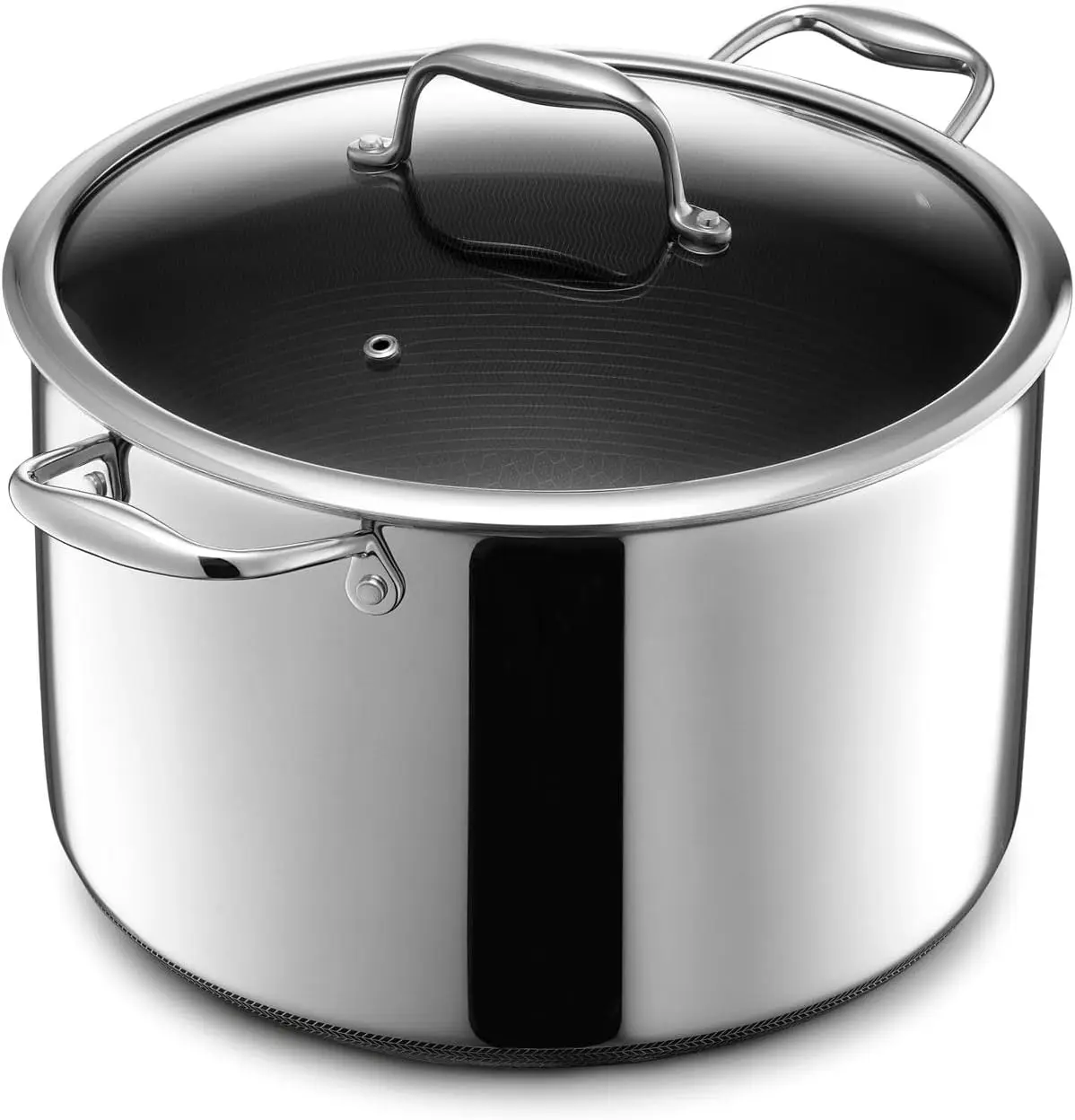 

HexClad Hybrid Nonstick 10-Quart Stockpot with Tempered Glass Lid,Dishwasher Safe, Induction Ready, Compatible with All Cooktops