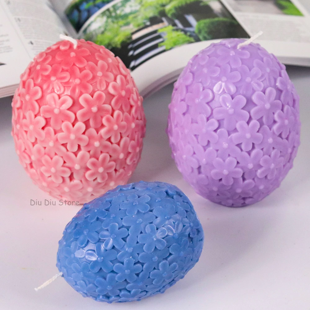 Carving Flower Egg Candle Silicone Mold DIY Catharanthus Ball Making Kit