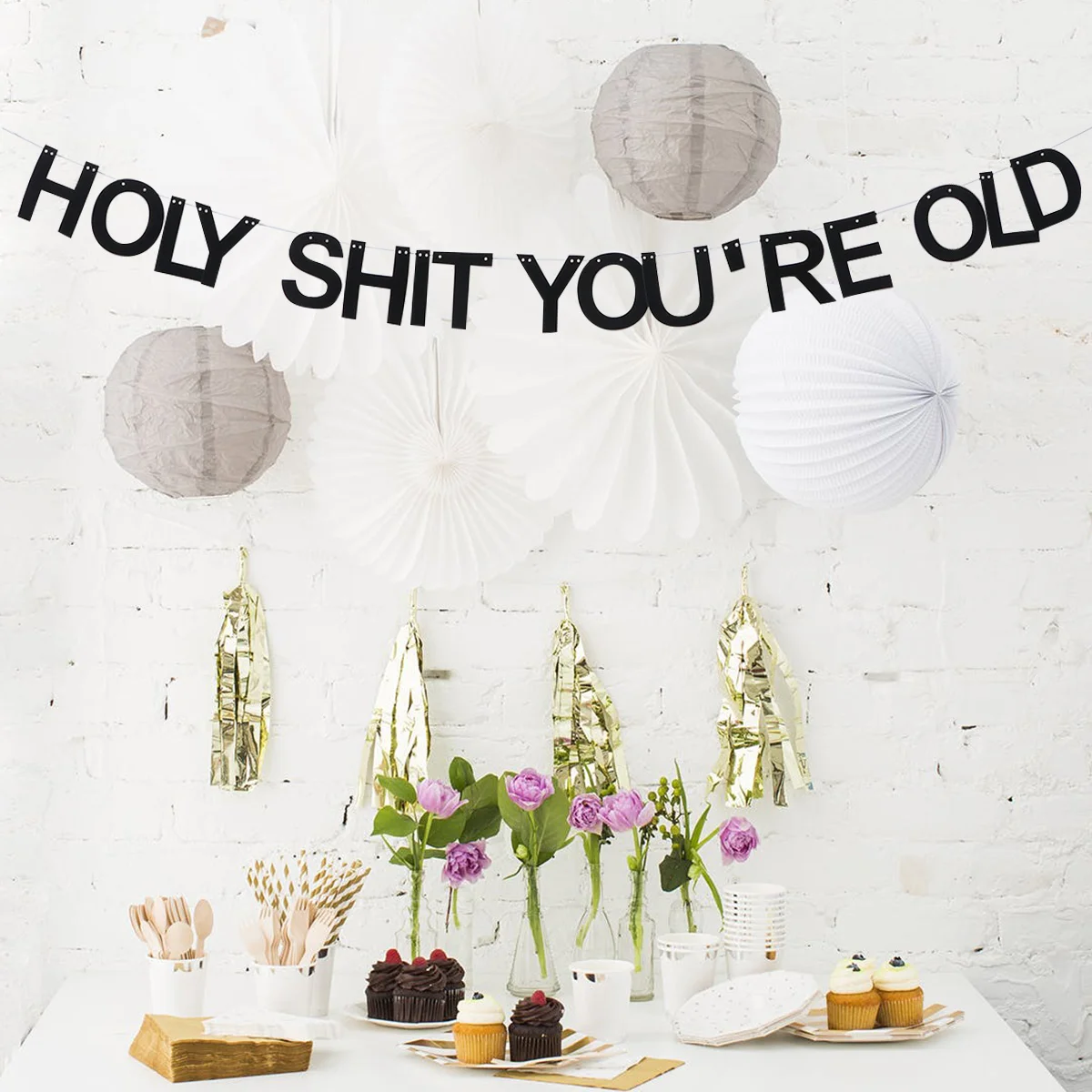 홀리 유어 올드 배너 장식 걸이식 배너, 화환 생일 파티 용품, 홀리 유어 올드 생일 파티 꽃