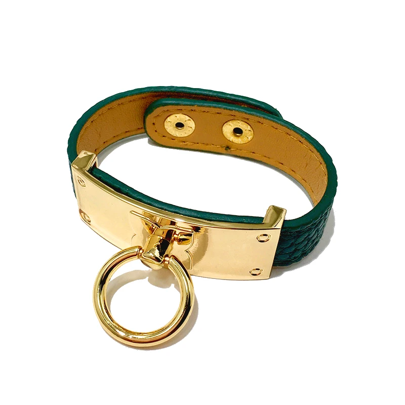 Top Quality 9 Colors Single Circle Leather Gold Plated Stainless Steel Bracelets Bangle For Women Fashion Jewelry 4