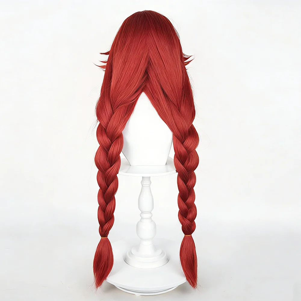 Generic Red Braided Heat-Resistant Synthetic Wig for Cosplay Events