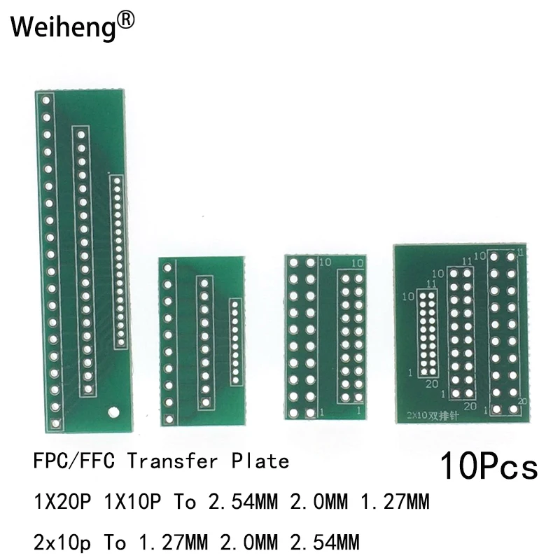 10Pcs Conversion Pate 1X10P 1X20P 2X10P 2.54MM Interrevolution 2.0MM 1.27MM Spacing PCB Row In-line Needle pcb board pcb board assembly printed circuit board