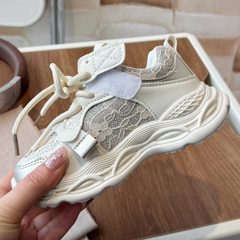 Hot Selling Children Sports Shoes Girls Embroidery Anti Slip Wear-resistant Sneakers Outdoor Walking Comfort Flat Shoes I01159 6