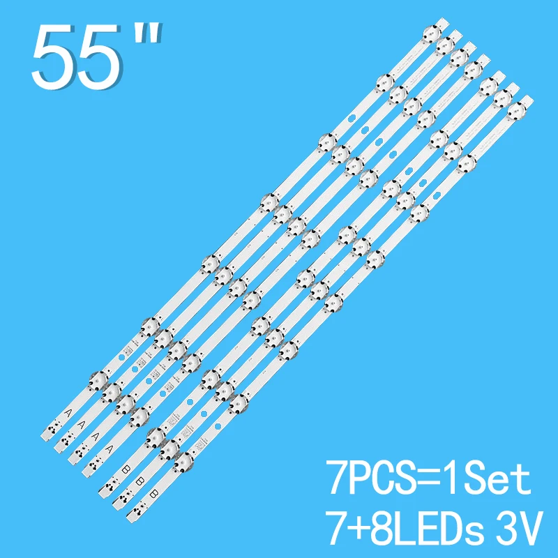 7pcs/set LED Backlight strips for 55 inch TV LT-55VU52K LT-55VU73M LT-55CF890 VES550QNDS-2D-N13 SVV550AK7_UHD_7LED_B Type_Rev0.3 611mm 11pcs lot led backlight strips for insignia 55 tv ns 55d550na15 55k20dg 55k23dg hd550df b57 svh550aa2 rev05 7led 130719