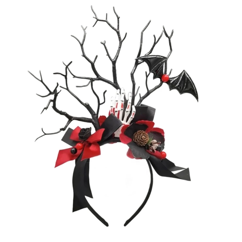 

Повязка на голову с ветвями летучей мыши на Хэллоуин, темная лента, вечерние головные уборы для косплея, обруч для волос, для