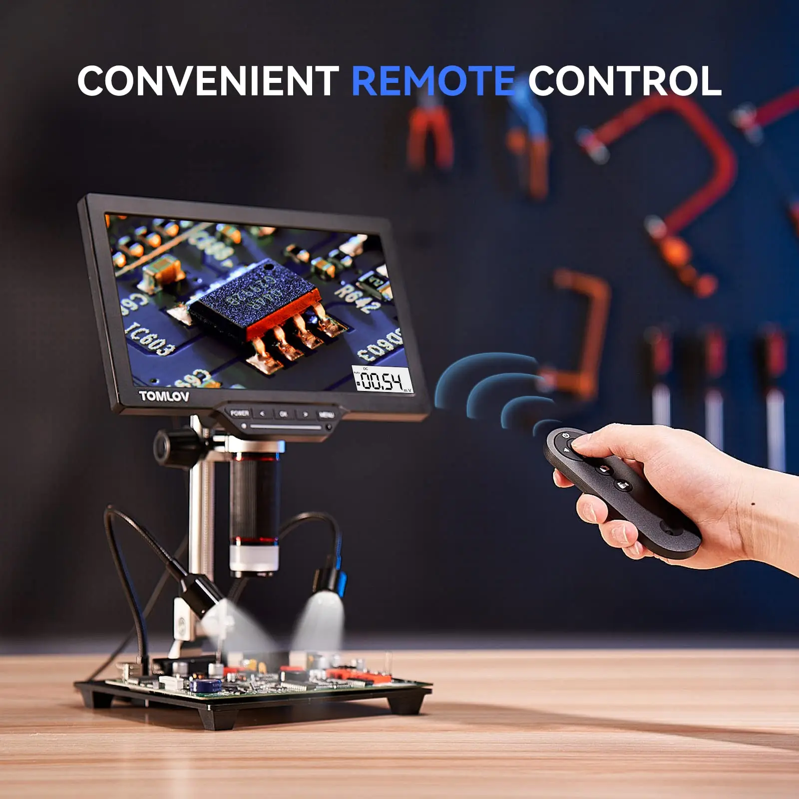 TOMLOV DM202M デジタル顕微鏡 マルチメーター付き 10.1インチ HDMI はんだ付け顕微鏡 大人用 LCD顕微鏡 電子修復用 磁気補助ハンドベース 16MPコイン顕微鏡 PC TOMLOV DM202M HDMI デジタル顕微鏡 マルチメーター付き 10.1インチ はんだ付け USB Microscopio 電子 PCB  検査修理用 - AliExpress