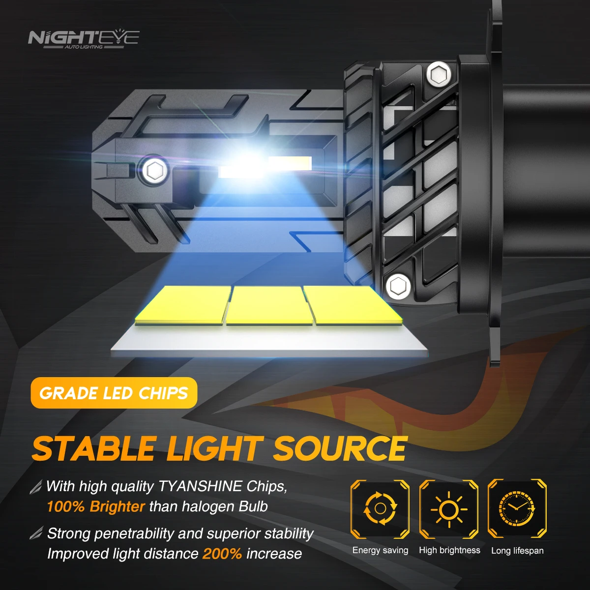 NIGHTEYE H4 LED fog lights H7 H11 H8 H9 H1 9005 HB3 9006 HB4 Car Headlight Bulbs 50W 10000LM 6000K White 12V Mini LED Car Lamps