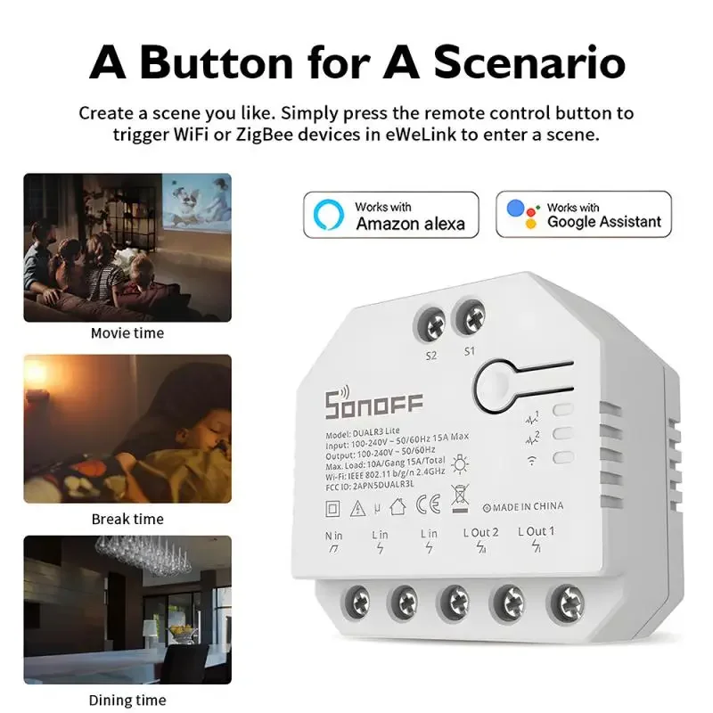 SONOFF DUAL R3 Lite Dual Relay Module DIY MINI Smart Switch 2-Way Control Timing EWeLink Alexa Google Smart Home 1-5PCS