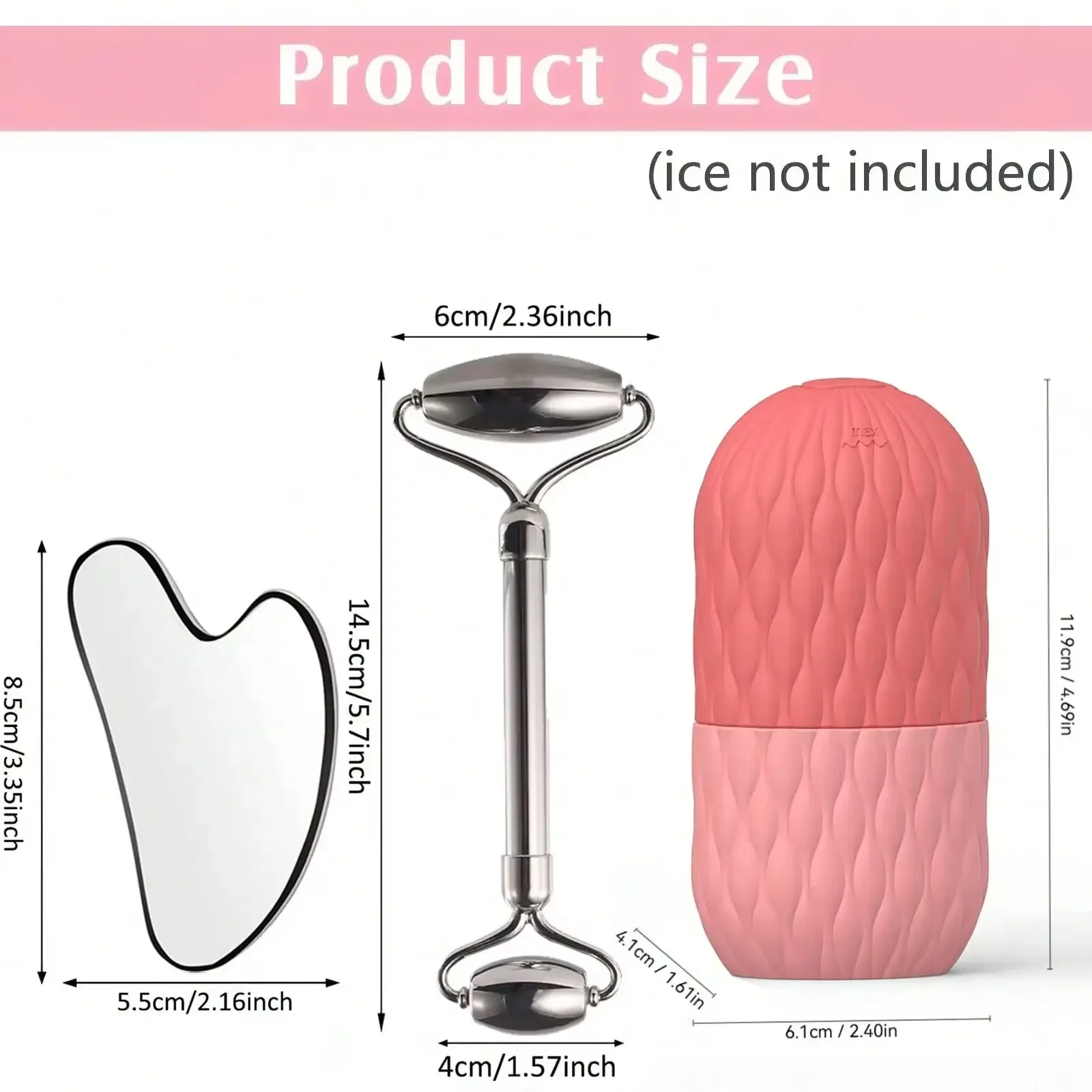 Reusable Ice Face Roller & Stainless Steel Gua Sha Tool For Skin Care Puffiness Ice Facial Roller Shrink Pores Face Lifting