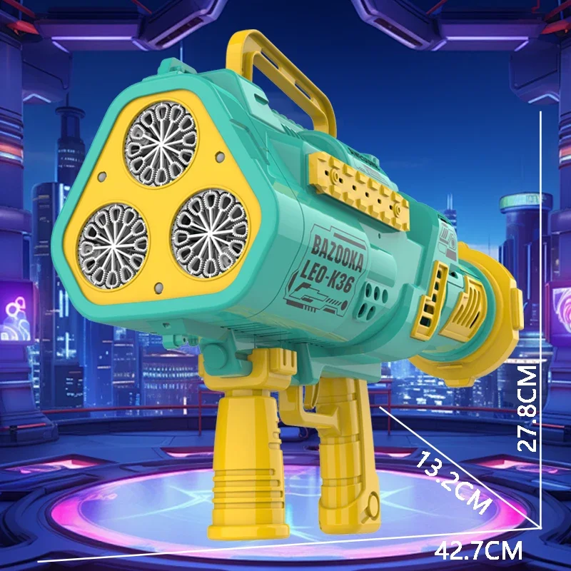 Super Electric Rocket Bubble Guns With LED Large Holes Shape Fast Machine Gun Launcher Bubbles Blower Soap Outdoor Toys For Kids 4