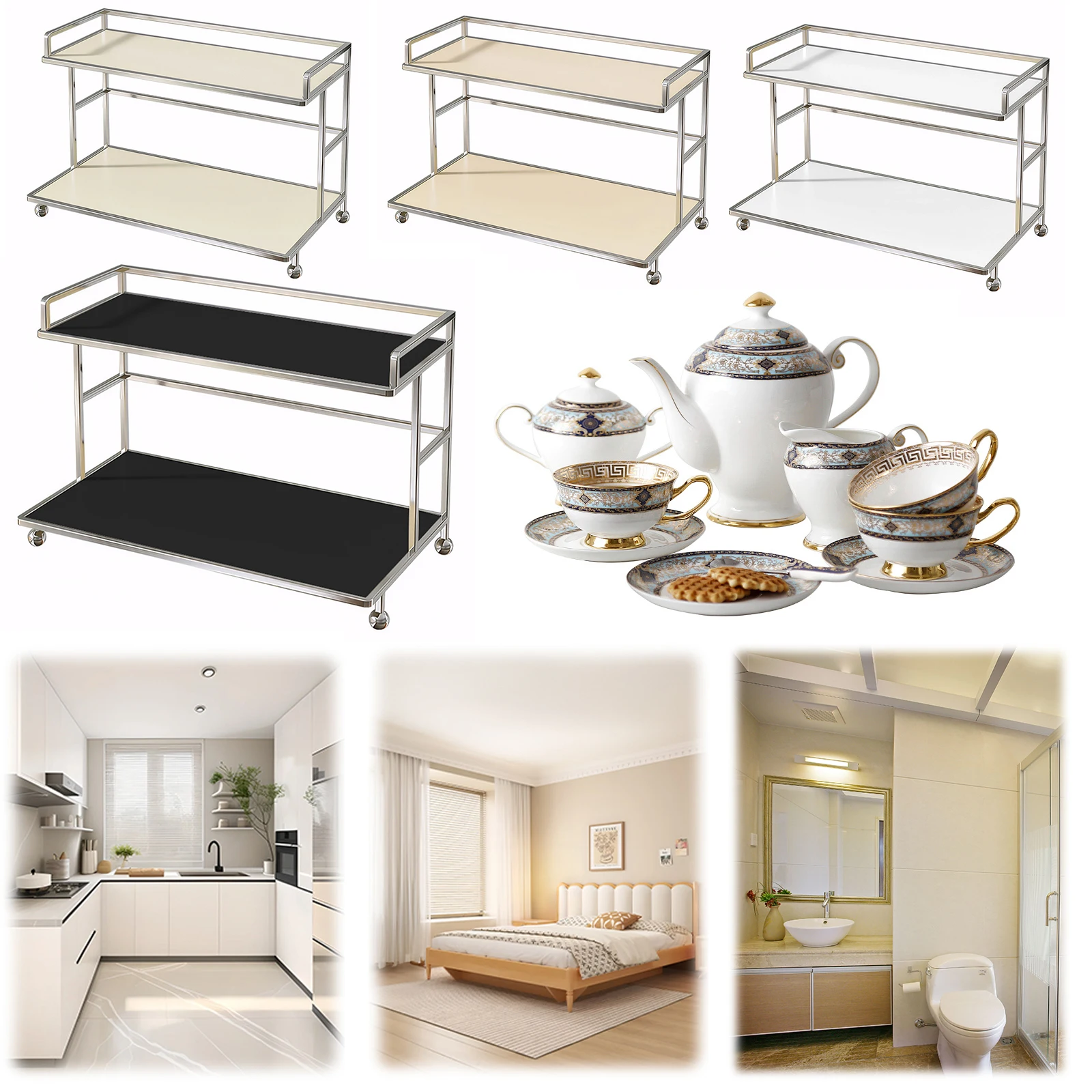 Metal 2 Tier Bathroom Makeup Storage Rack Organizer