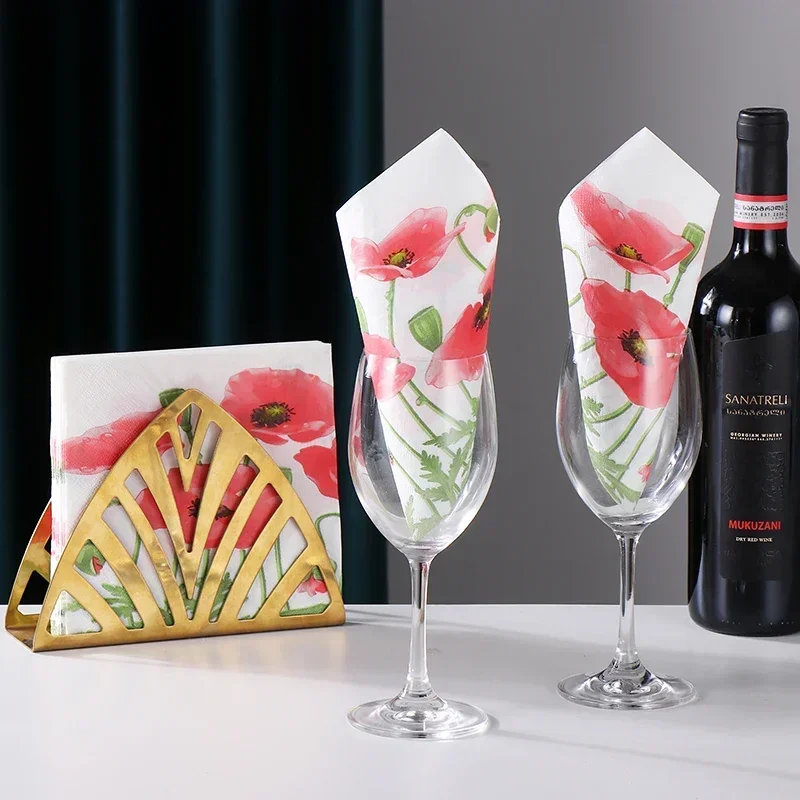 20pcs/pac Paper Napkins Disposable Paper Placemats Red Flowers Wedding Colourful Printed Wedding Decoration Supplies 33*33cm