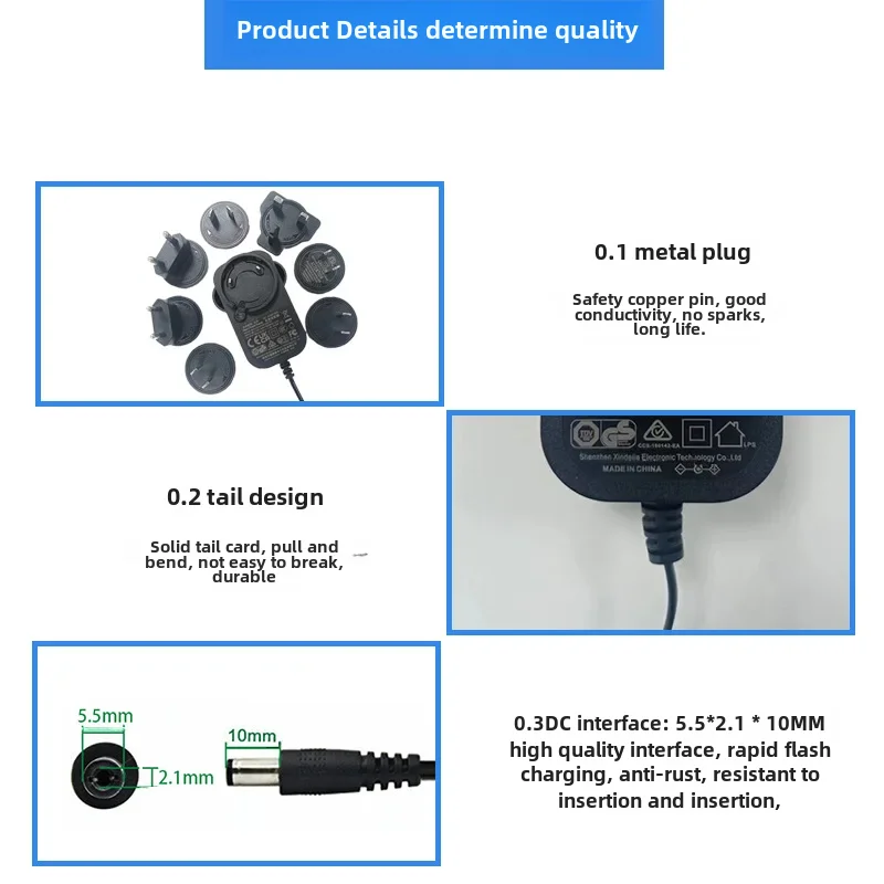 스마트 로봇 전원 공급 장치 어댑터 충전식, 가정용 다목적 교체 가능 헤드, 5v0.5a, 6v3, 12v2a, 9v2.6a, 24v1.5