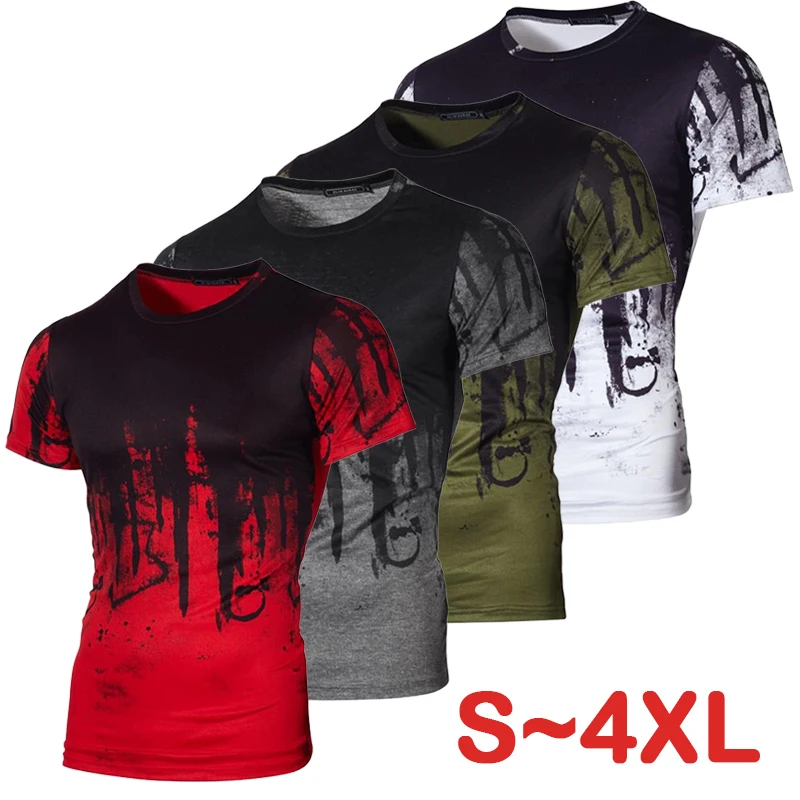 

Футболка мужская с коротким рукавом, модная Повседневная рубашка с круглым вырезом, с принтом брызг чернил, лето