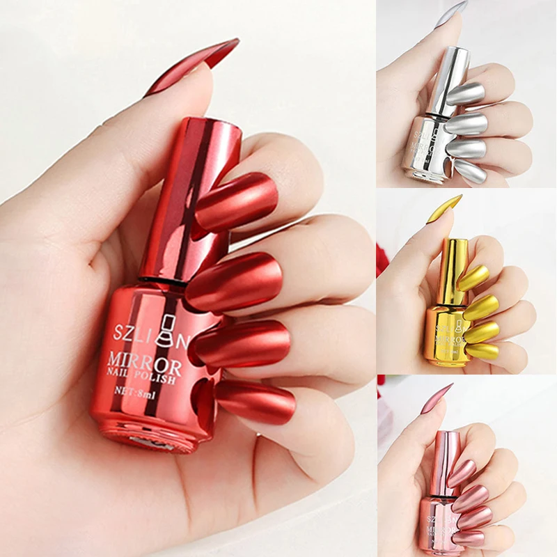 Fashion Metallic Nail Polish Magic Mirror Effect Chrome Harmless Long Lasting Nail Art Polish