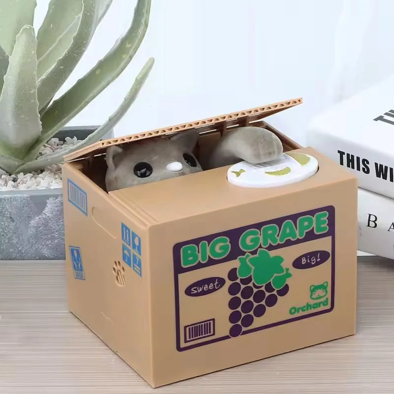Animal Fun Stealing Money Cat Series Electric Piggy Bank- A Novelty Gift For All Ages! Halloween, Christmas, And Birthday Gift