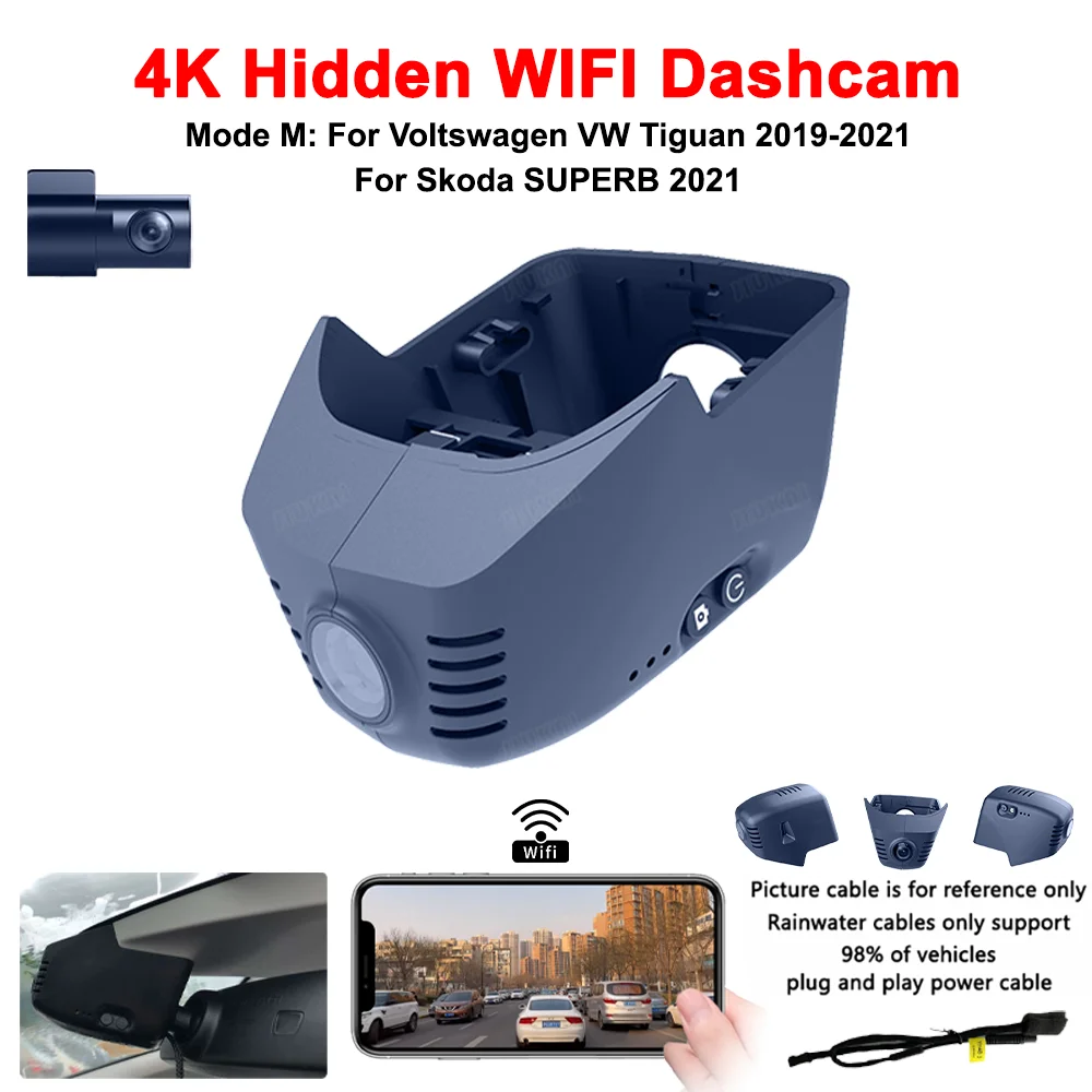 Car Dash Cam 4K HD Dash Cam For Volkswagen VW Tiguan mk2 Touran Tayron Passat B8 CC Dashcam WIFI Car Dvr DashCam APP Control