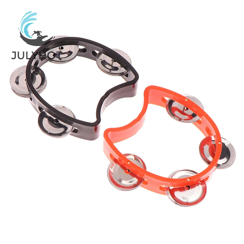Kindergarten Hand-held Tambourine Metal Bells Plastic Rattle Ball Percussion KTV Party Kids Game Toy Musical Instrument