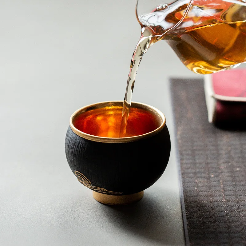 Coarse pottery ceramic master cup, high-end Chinese retro tea drinking cup gift box, a must for gifts at the company's annual
