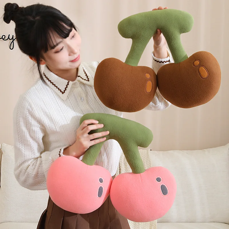 45cm Fruit Cherry Shaped Plush Pillow Soft Cute Pink Cherry Plushies Toy Hug Pillow Lovely Room Sofa Decoration 5