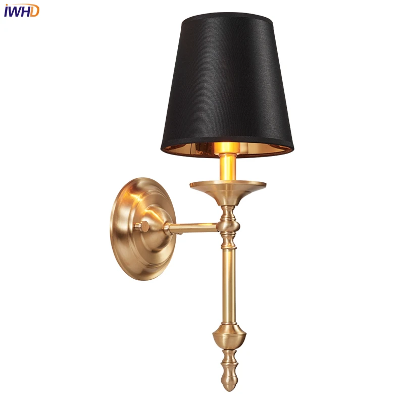LED Wall Lamp IWHD Europe Vintage Fabric For Bedroom Living Room Decoration Iron Indoor Sconces Applique Murale