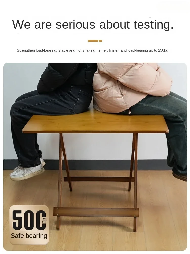 for Foldable Table Square Dining Table Portable Outdoor Bamboo Storage