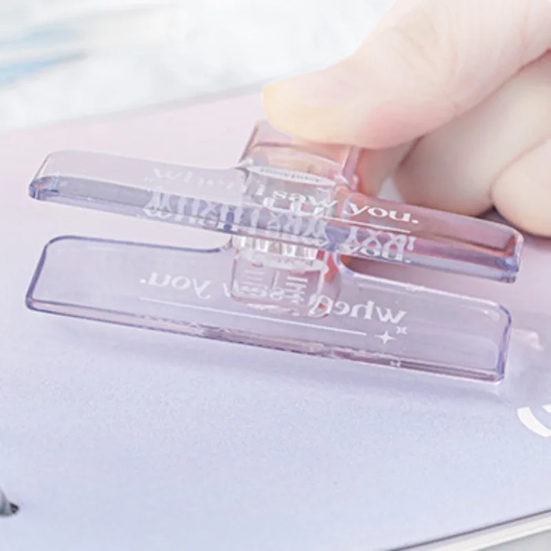 Paper Clips 1PC Transparent Jelly Exture Acrylic Clear Color Paper Clip Bills Test Papers File Storage Spring Clip Cute Office Accessories