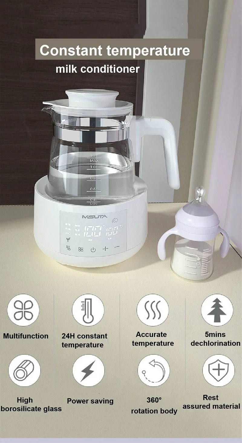 Description Picture 2 of item1200ml Multi-function Teapot Electric Kettle Home Glass Health Kettle Baby Temperature Control Milk Kettle Kitchen Tools 220V
