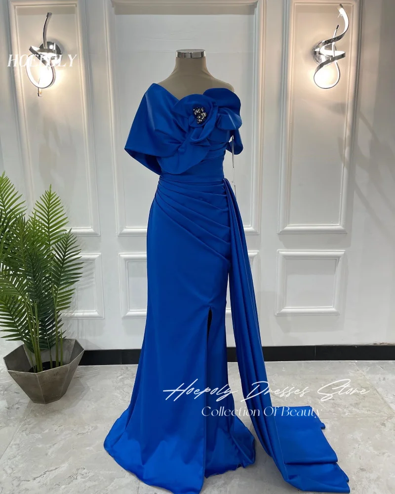 

Hoepoly Satin Trumpet Off The Shoulder Popular Prom Gown Floor-length Elegant Pleat Formal USA Euro Evening Dress For Women