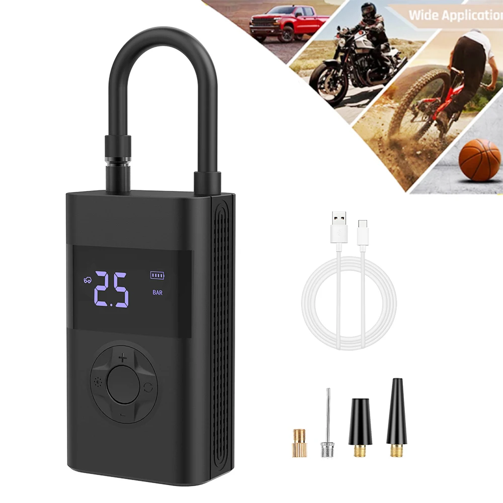 

Tire Inflator Portable Air Compressor 150 PSI Air Pump Fast Intelligent Motorcycle Bicycle Intelligent Automatic Mini Pump
