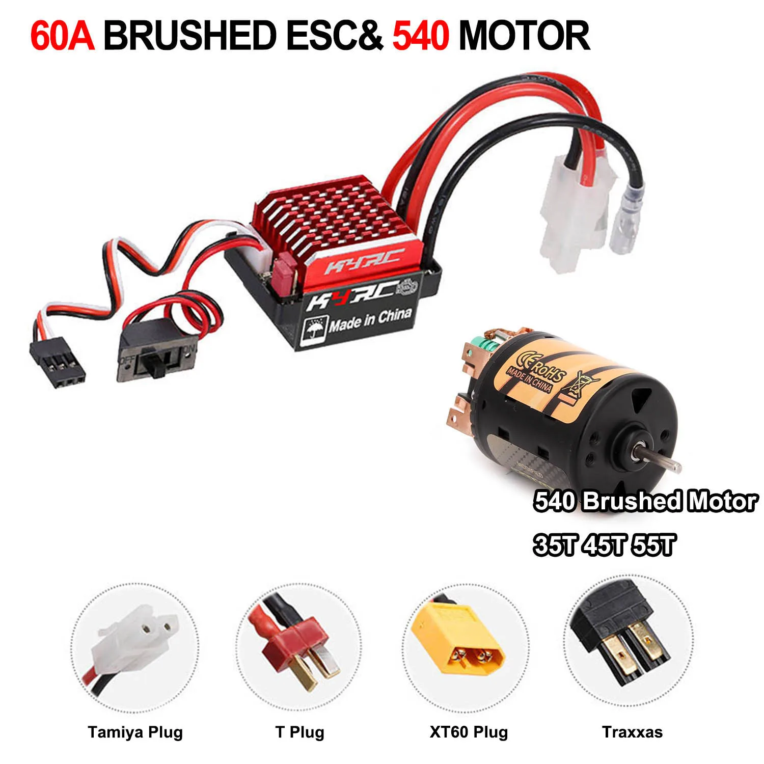 Motore Per Auto RC 540 Spazzolato 55T Con ESC 360A, Set Con Spina T, Adatto Per Tamiya E Modelli 1/10 - 5