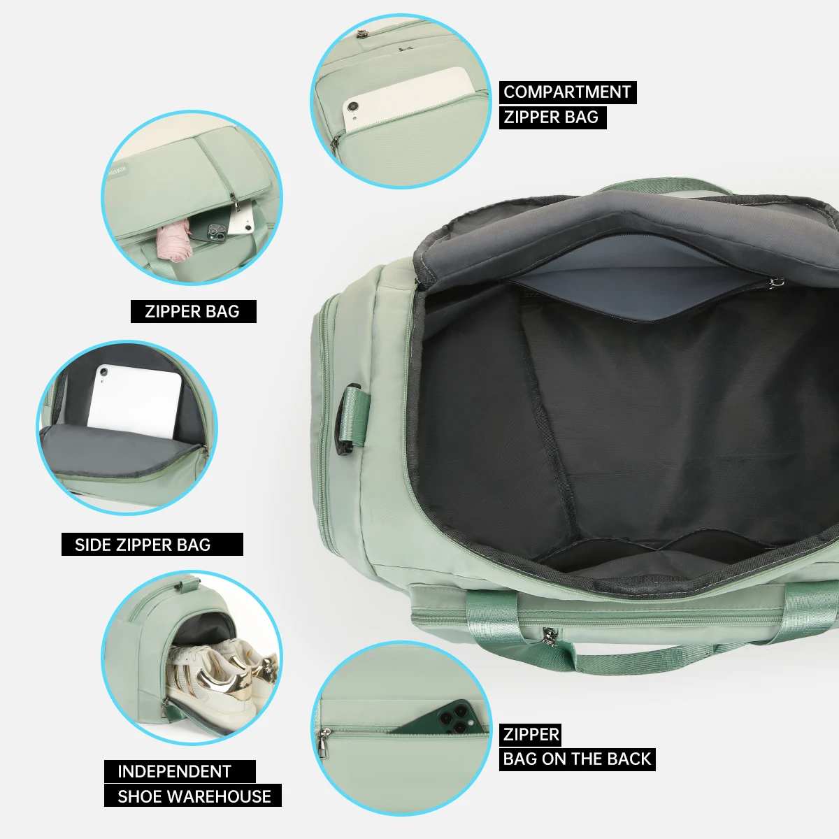 Multifunctional Luggage Bag, Short-Distance Travel Crossbody Bag, Sports Fitness Bag, Dry and Wet Separation Swimming Training Backpack, Camping and Mountaineering