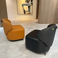 Раздвижной одиночный стул, креативный стул для отдыха, одинарный низкий табурет из натуральной кожи 435 мм — изображение 2