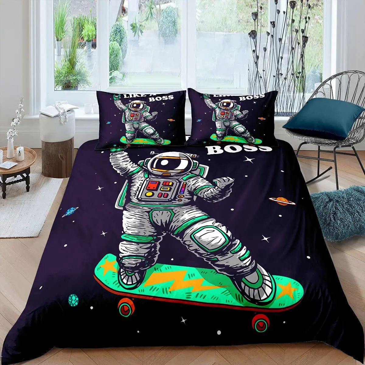 Dekbedovertrek Set Tweepersoons 200x200 cm Planet Space Thema