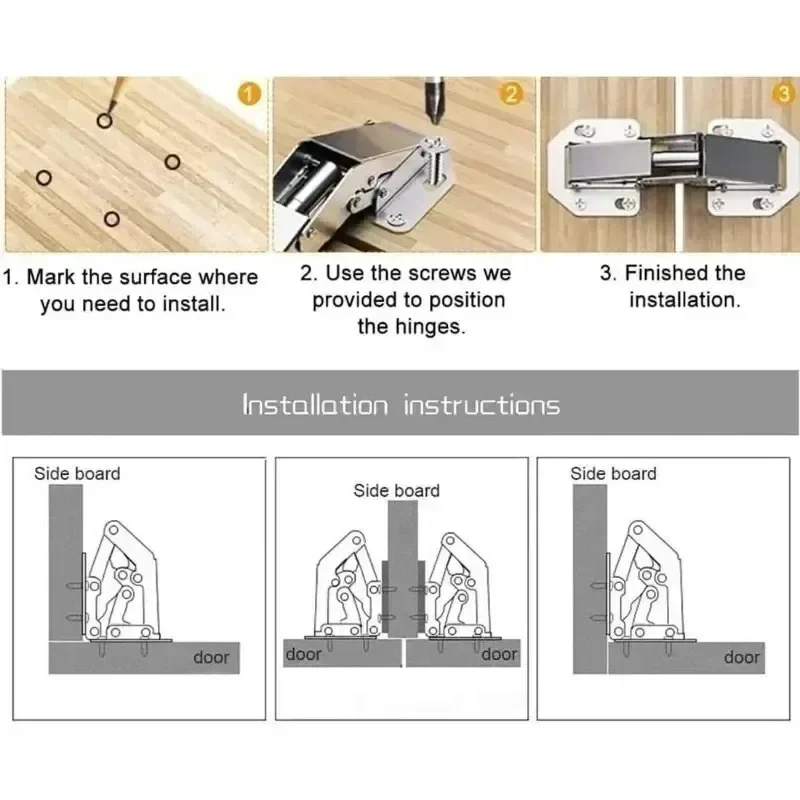 Stainless steel cabinet hinges 90 degree no-drilling hole cupboard door hinge for home kitchen furniture hardware 10/2PCS stainless steel door hinges furniture hinge cabinet door hinges cabinet hinges