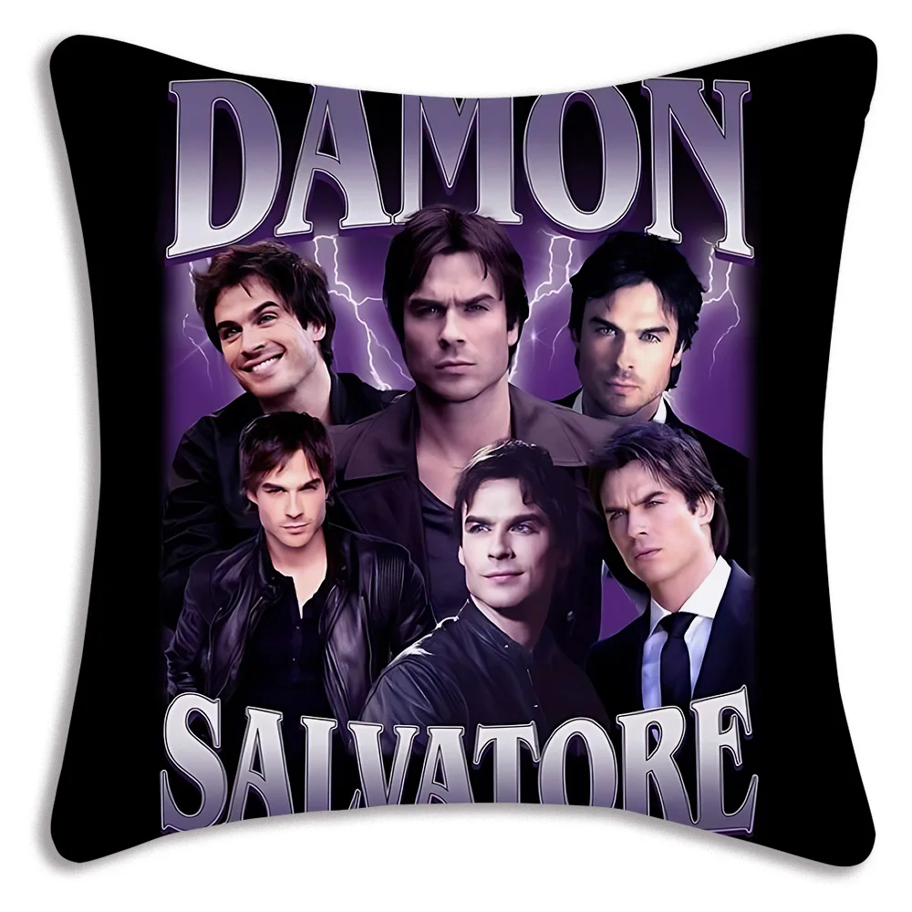 Damon Salvatore Pillow Covers Cartoon Sofa Decorative Home Double-sided Printing Short Plush Cute Cushion Cover 5