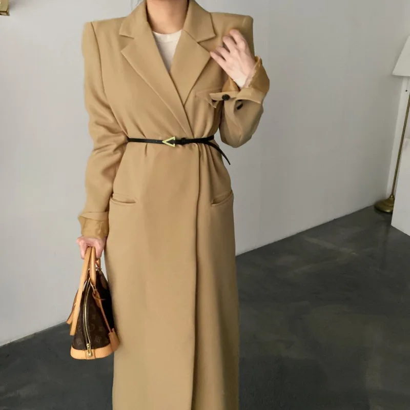 

2023 Autumn Winter Vintage Long Sleeve Solid Color Midi Dresses Women Elegant Casual Nootched Collar Office Lady A-Line Dress