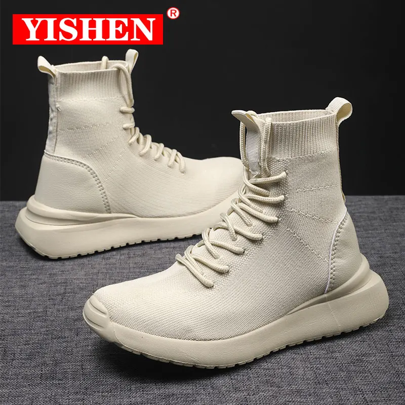 

YISHEN Women's Boots Socks Shoes Lace Up Casual Shoes For Girl Breathable Cozy Elastic Platform Ankle Boots Winter Femmes Bottes