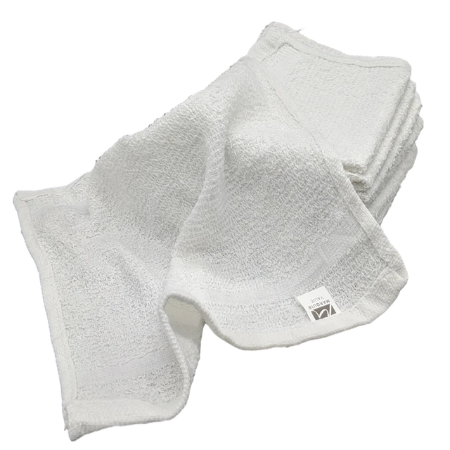 12 Inch x 12 Inch White Cotton Value Washcloths - Reusable Lt Weight Thin Cloth  Rags - Bath/