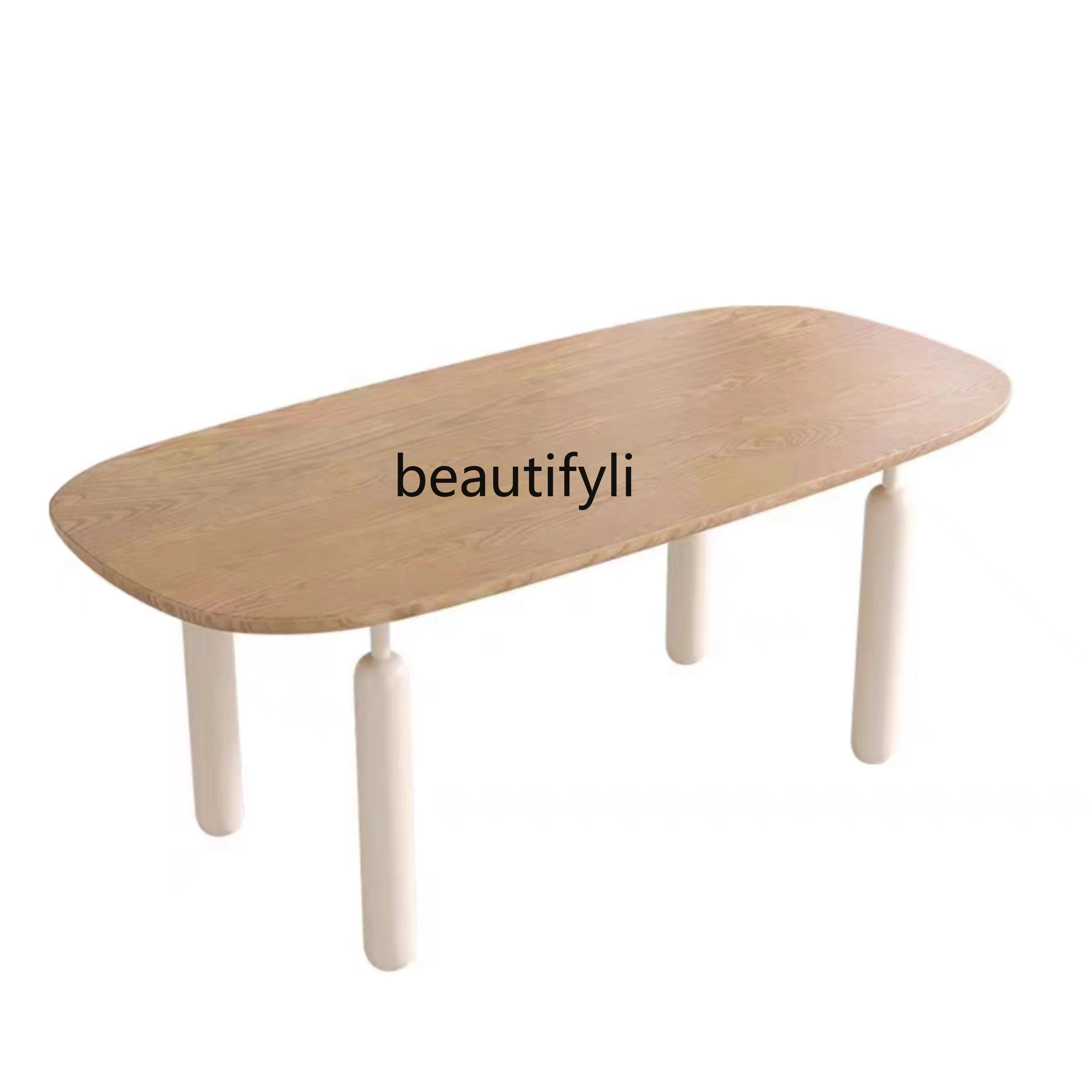 

French Log Cream Style Solid Wood Dining Table Oval Minimalist Retro Domestic Designer Dining Table