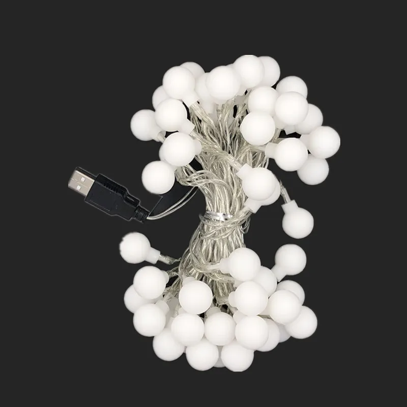 USB 전원 페어리 화환 LED 볼 스트링 조명, 방수 크리스마스 트리 웨딩 홈 실내 야외 장식, 3M 5M 10M