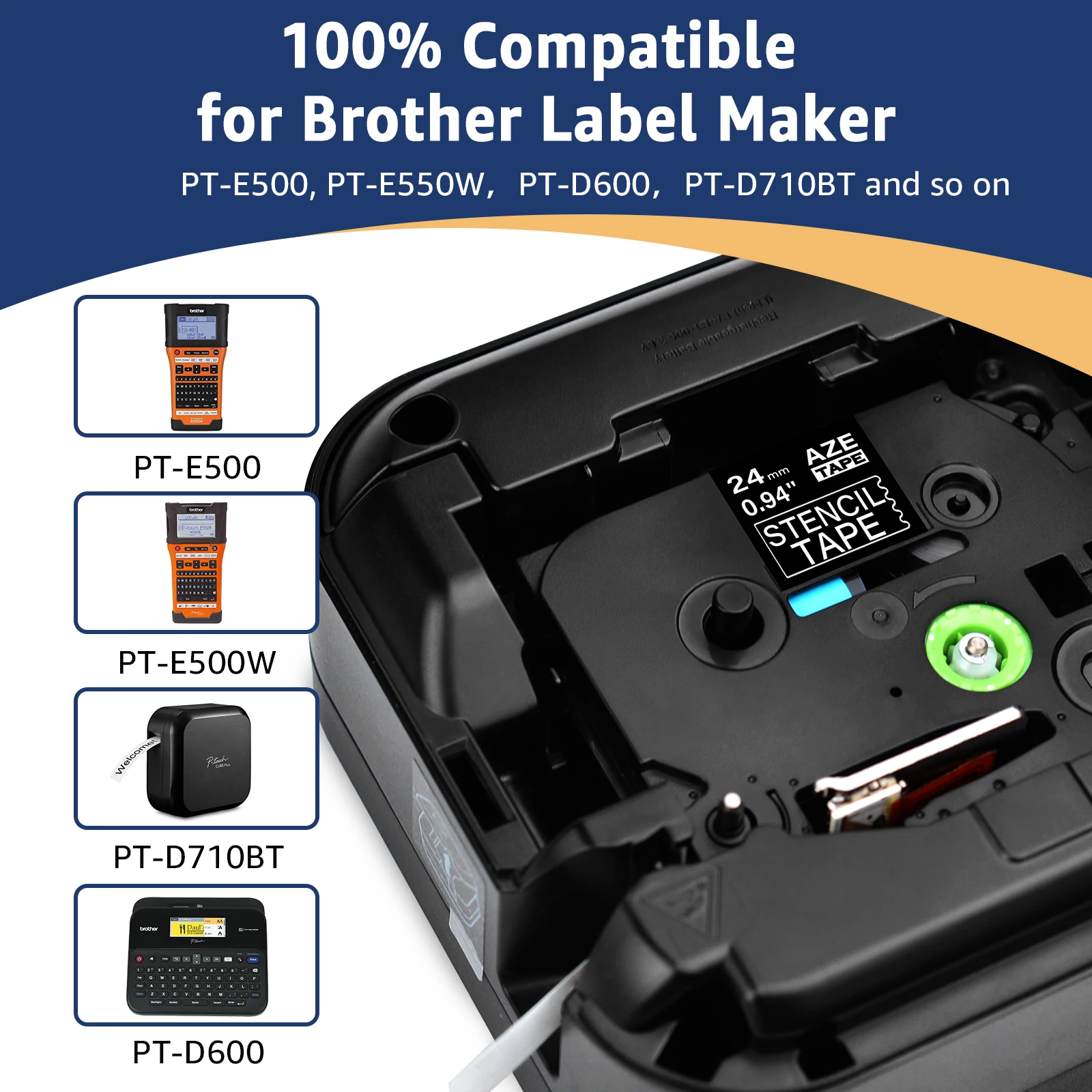 Brother Label Maker Tape 18mm 2/Pack 9mm Black On Clear Tape For P-touch Model PT7600, PT-7600 Label... Tze Tape 18mm