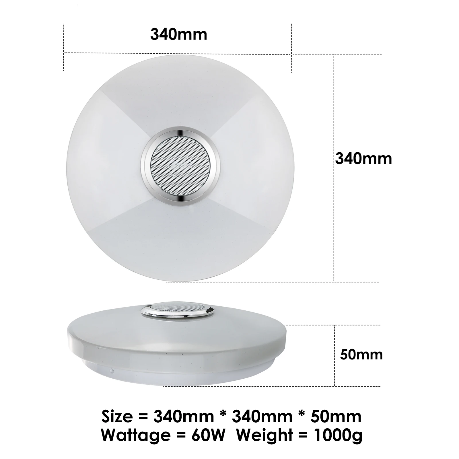 Plafonnier LED rond avec télécommande intelligente, lumière d’ambiance, lumière à intensité réglable, avec minuterie, i