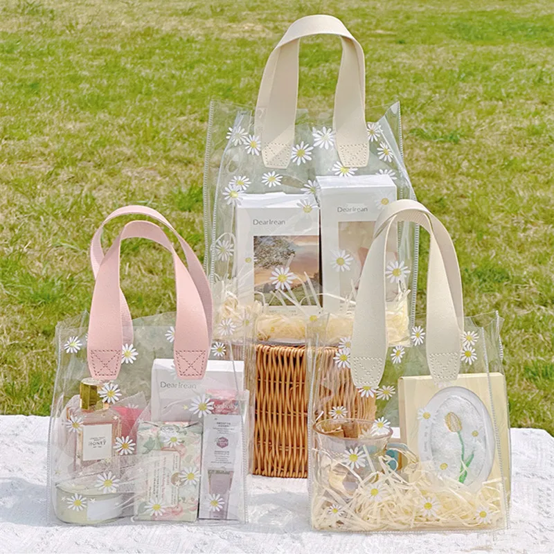 

Daisy Storage Bags for Gifts Clear PVC Tote Bag Wedding Mother's Day Birthday Transparent Gift Bags Anniversary Supplies Decor