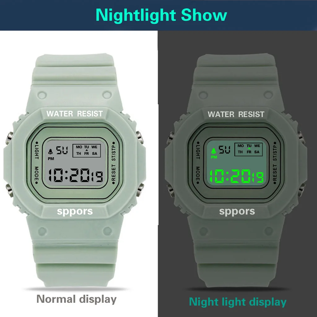 YIKAZE Sports Watch Boys Girls Student LED Electronic Watch Colorful Men Women Square Digital Watches Waterproof Rubber Clock 6