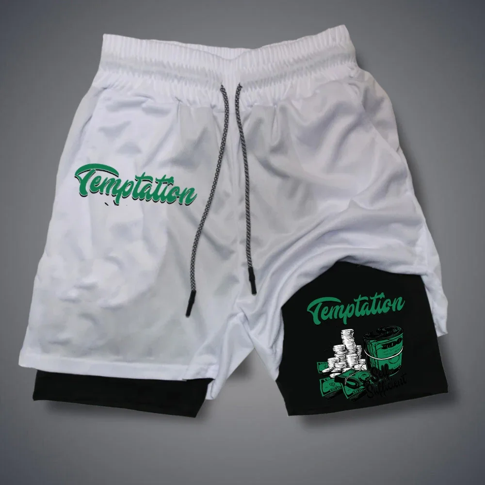Green Dollar Printed Shorts Summer 2-in-1 Compression Double Layer Shorts Quick-Drying Running Jogging Sportwear Workout Shorts 3