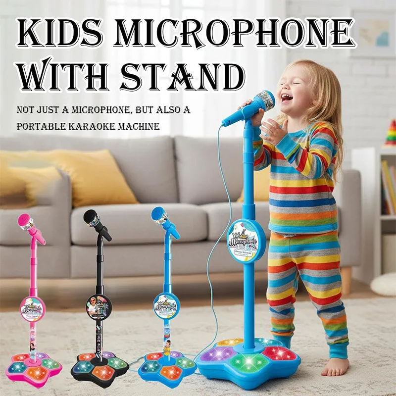 Kids Karaoke Microphone With Stand And Sound Effects For Singing_voghion.com