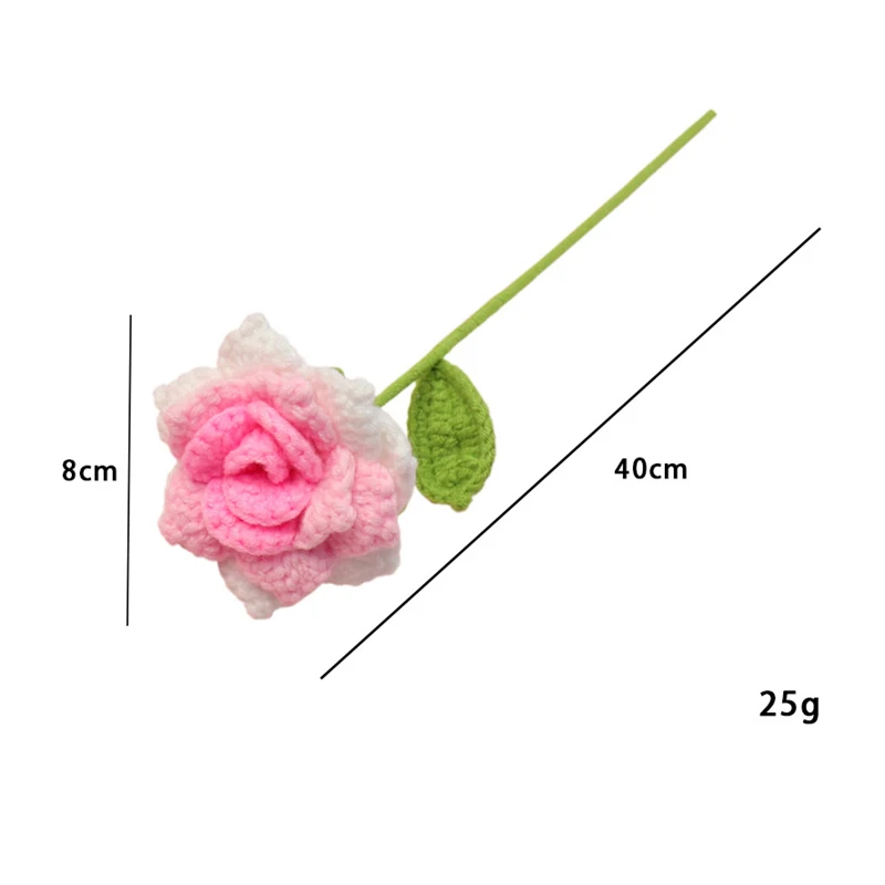 Handmade Crochet Rose Flower Artificial Knitted Floral Bouquet Craft Gift for Home Decor 10pcs crochet kit crochet hooks crochet needles